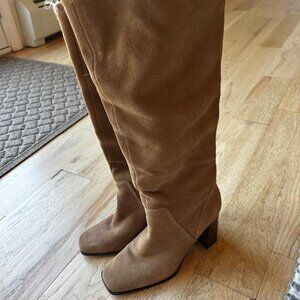 Zara Knee High Light Brown Slouchy Boots